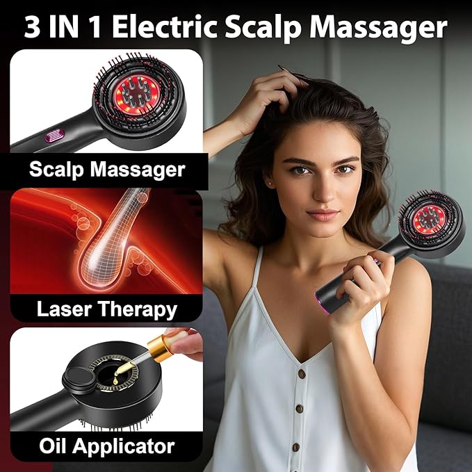 𝗠𝘂𝗹𝘁𝗶𝗳𝘂𝗻𝗰𝘁𝗶𝗼𝗻𝗮𝗹 𝗦𝗰𝗮𝗹𝗽 𝗠𝗮𝘀𝘀𝗮𝗴𝗲𝗿 3 𝗶𝗻 1 – 𝗪𝗶𝘁𝗵 𝗟𝗘𝗗 𝗟𝗶𝗴𝗵𝘁 & 𝗢𝗶𝗹𝗶𝗻𝗴 𝗙𝘂𝗻𝗰𝘁𝗶𝗼𝗻